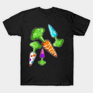 Carrots Colored Like Easter Eggs. Funny Easter T-Shirt